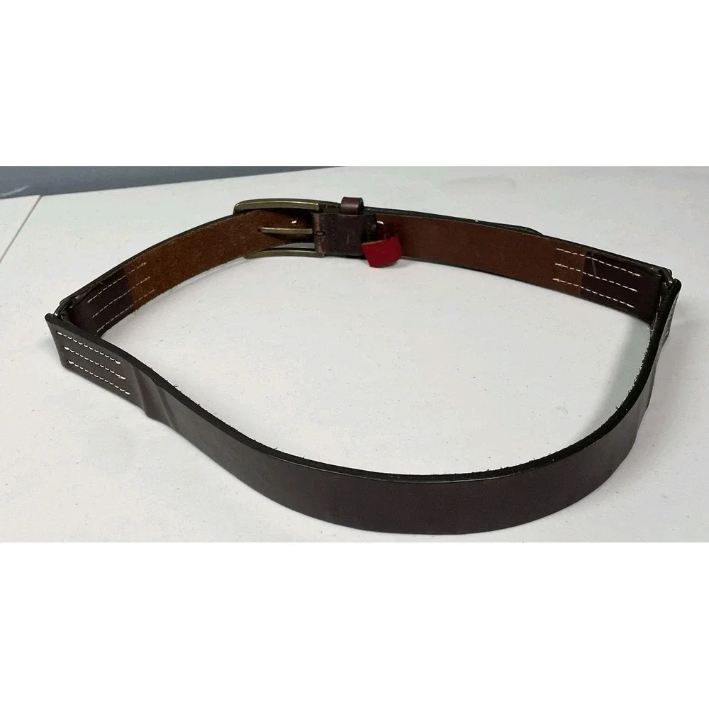 Cole Haan Mens 85/34 Chocolate Brown Genuine Leather Belt Classic Minimalist